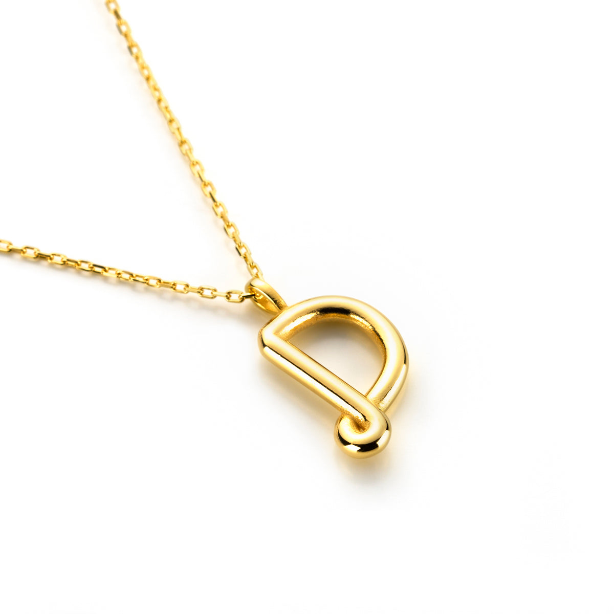 Chunky Letter Necklace with Charm Gold