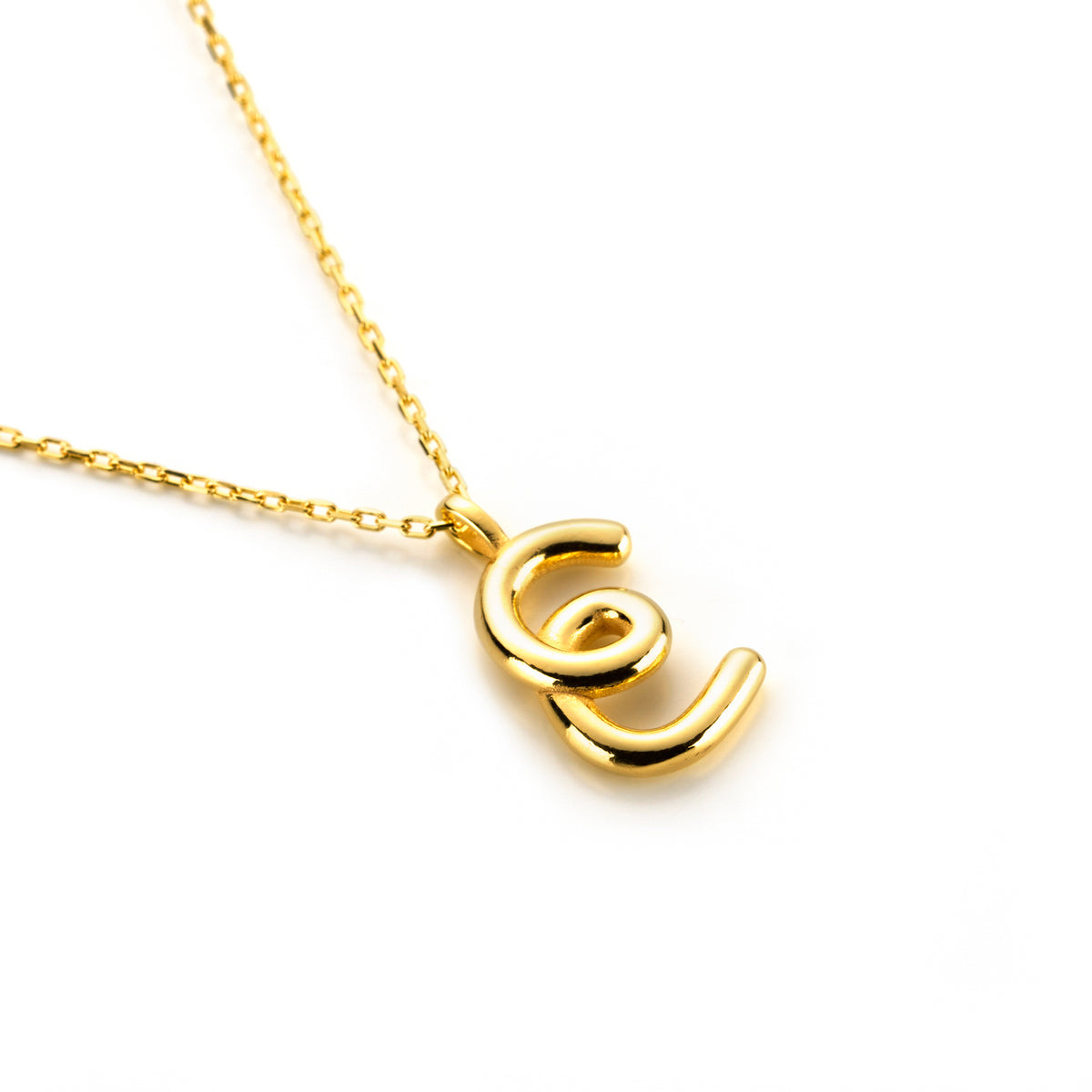 Chunky Letter Necklace with Charm Gold