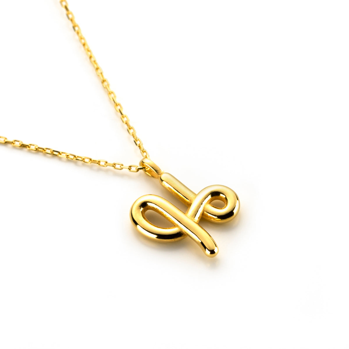 Chunky Letter Necklace with Charm Gold