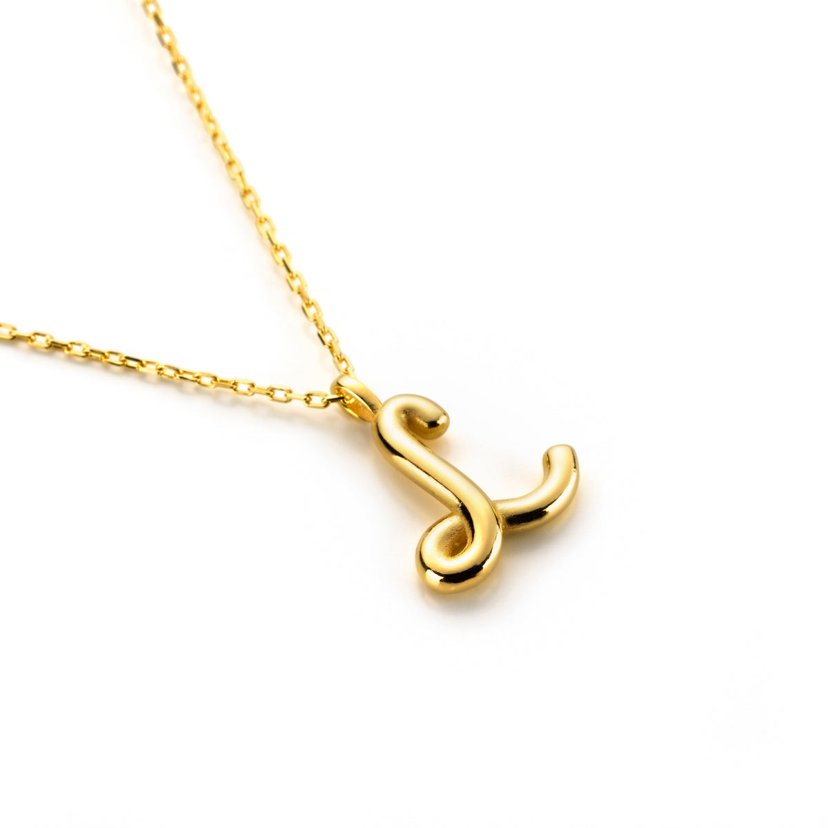 Chunky Letter Necklace with Charm Gold