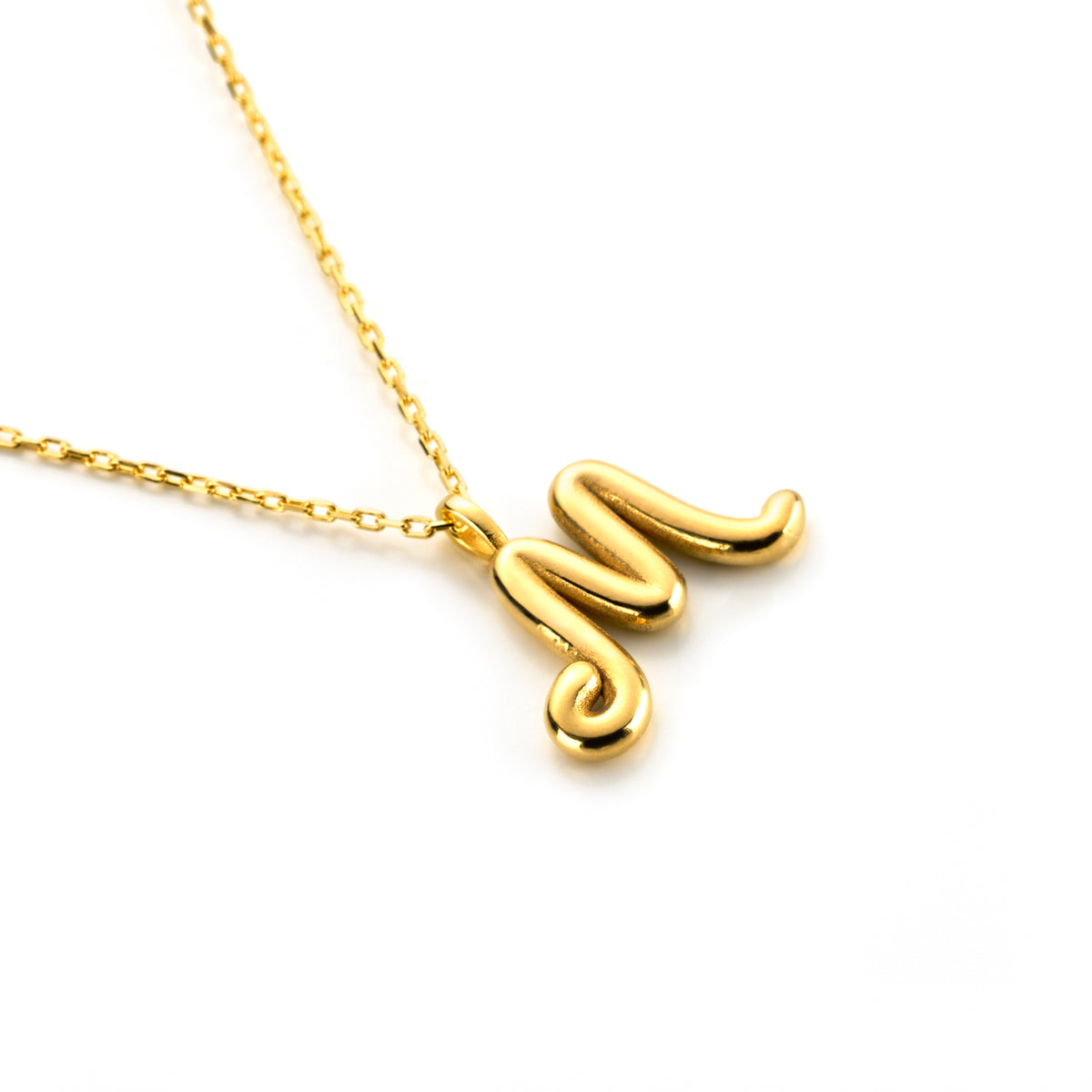 Chunky Letter Necklace with Charm Gold