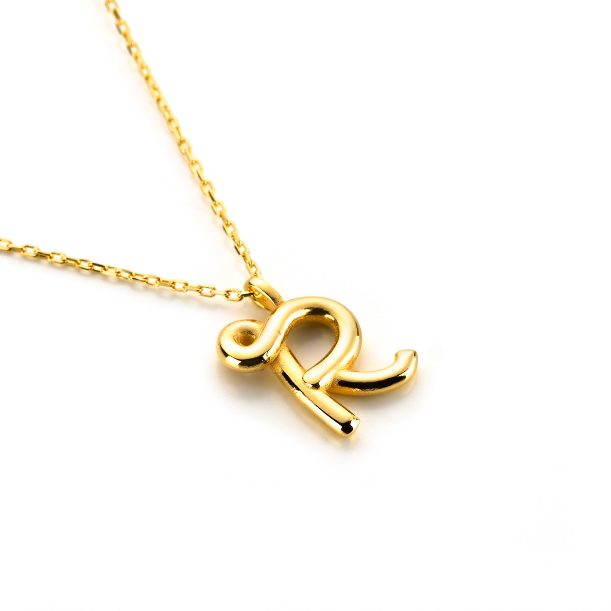 Chunky Letter Necklace with Charm Gold