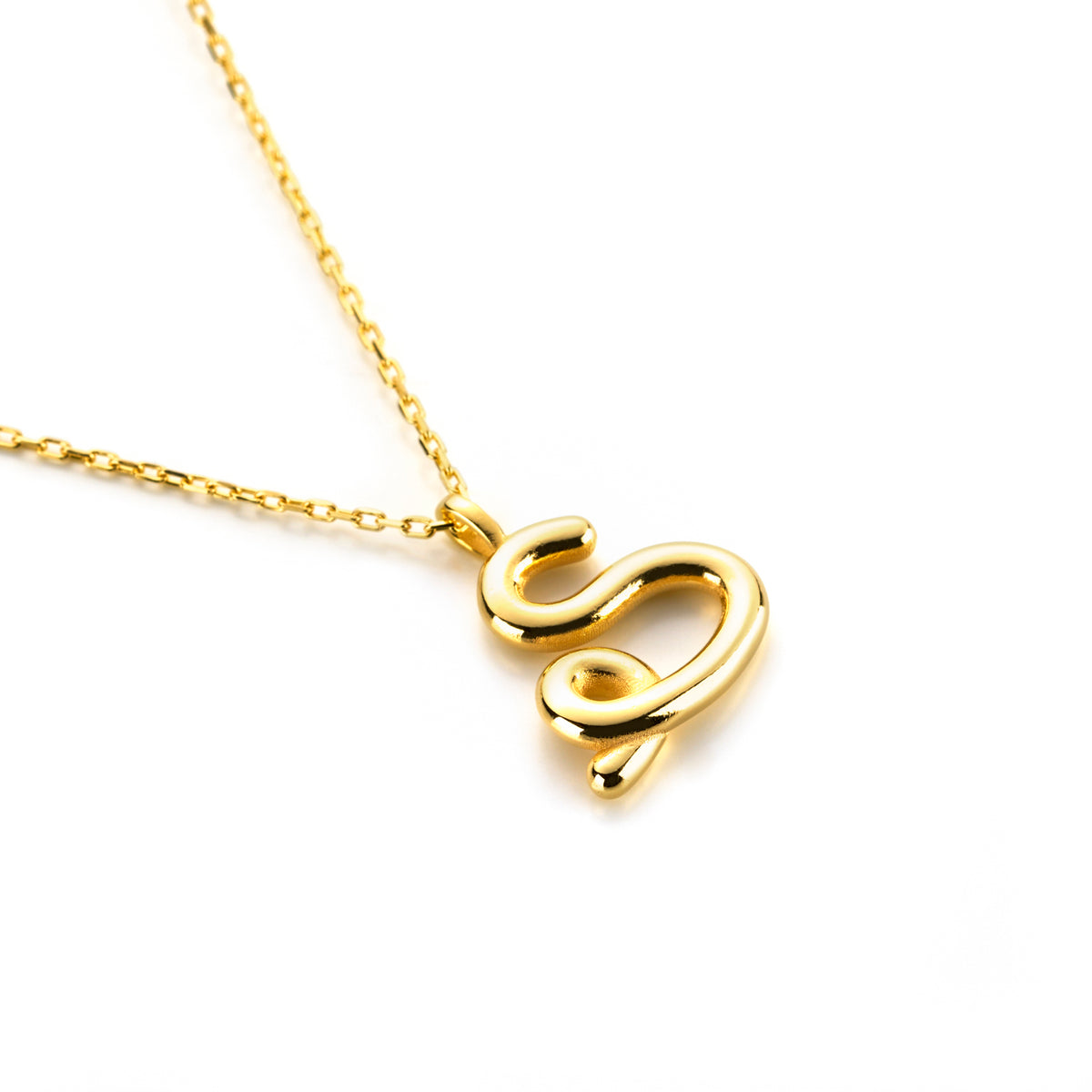 Chunky Letter Necklace with Charm Gold