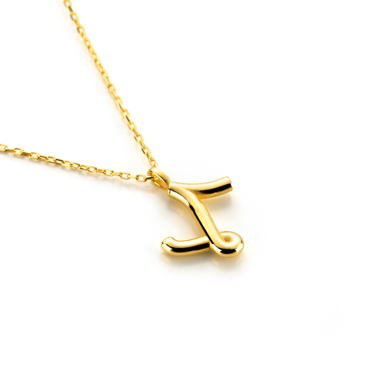 Chunky Letter Necklace with Charm Gold